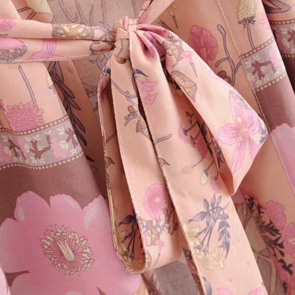 NEW BOHO GYPSY WILD BLOOM SHORT ROBE KIMONO JACKET Coverup - Picture 5 of 6